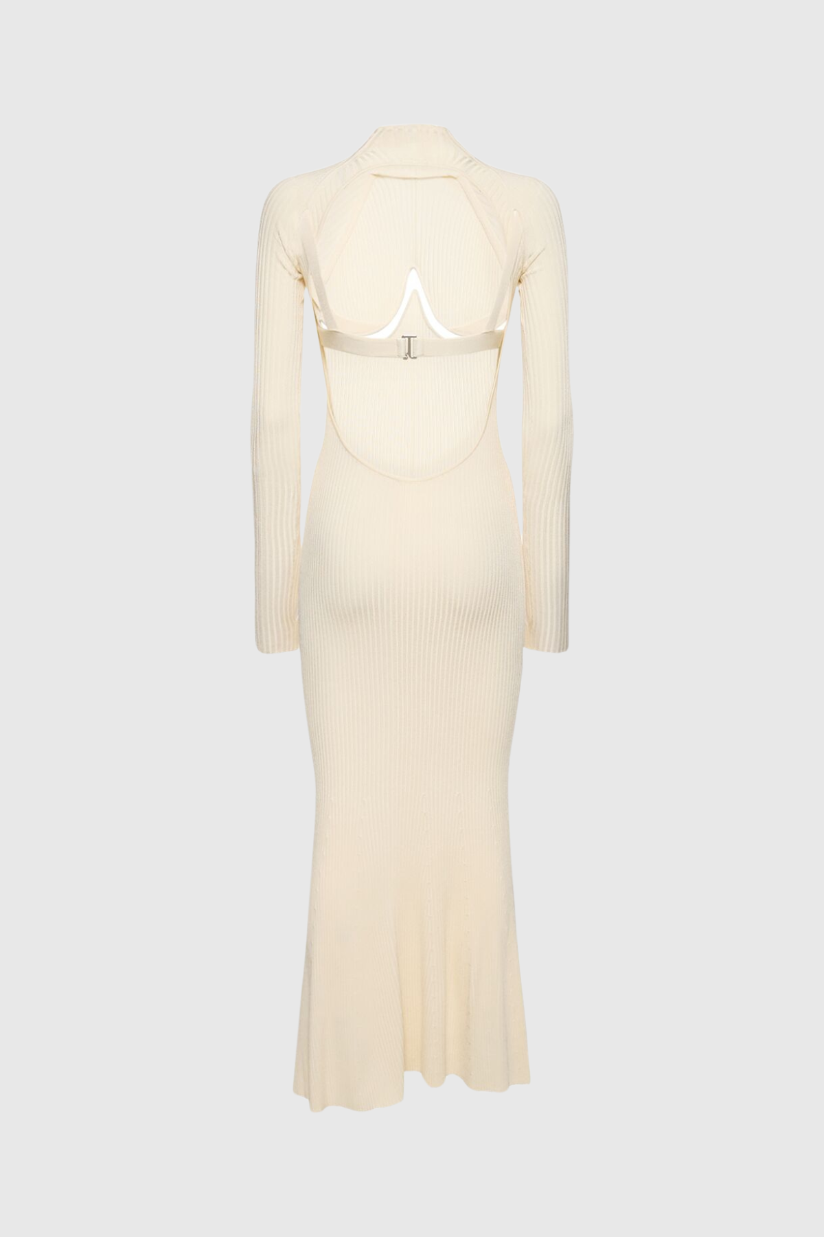 Amaury Cutout Ruffle Knit Maxi Dress in Apricot