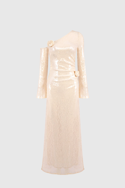 Ambella Sequin Lace Flower Maxi Dress