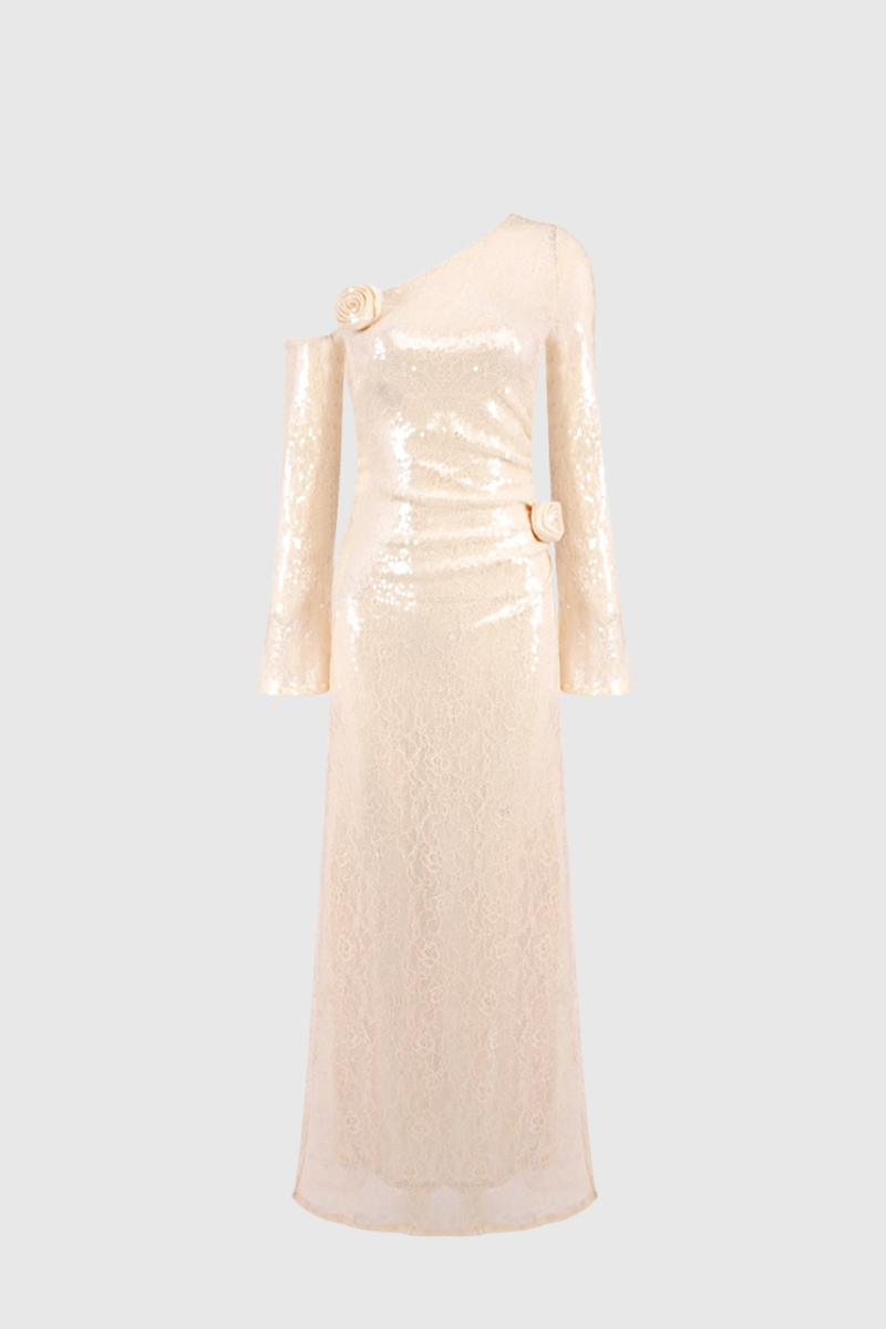 Ambella Sequin Lace Flower Maxi Dress