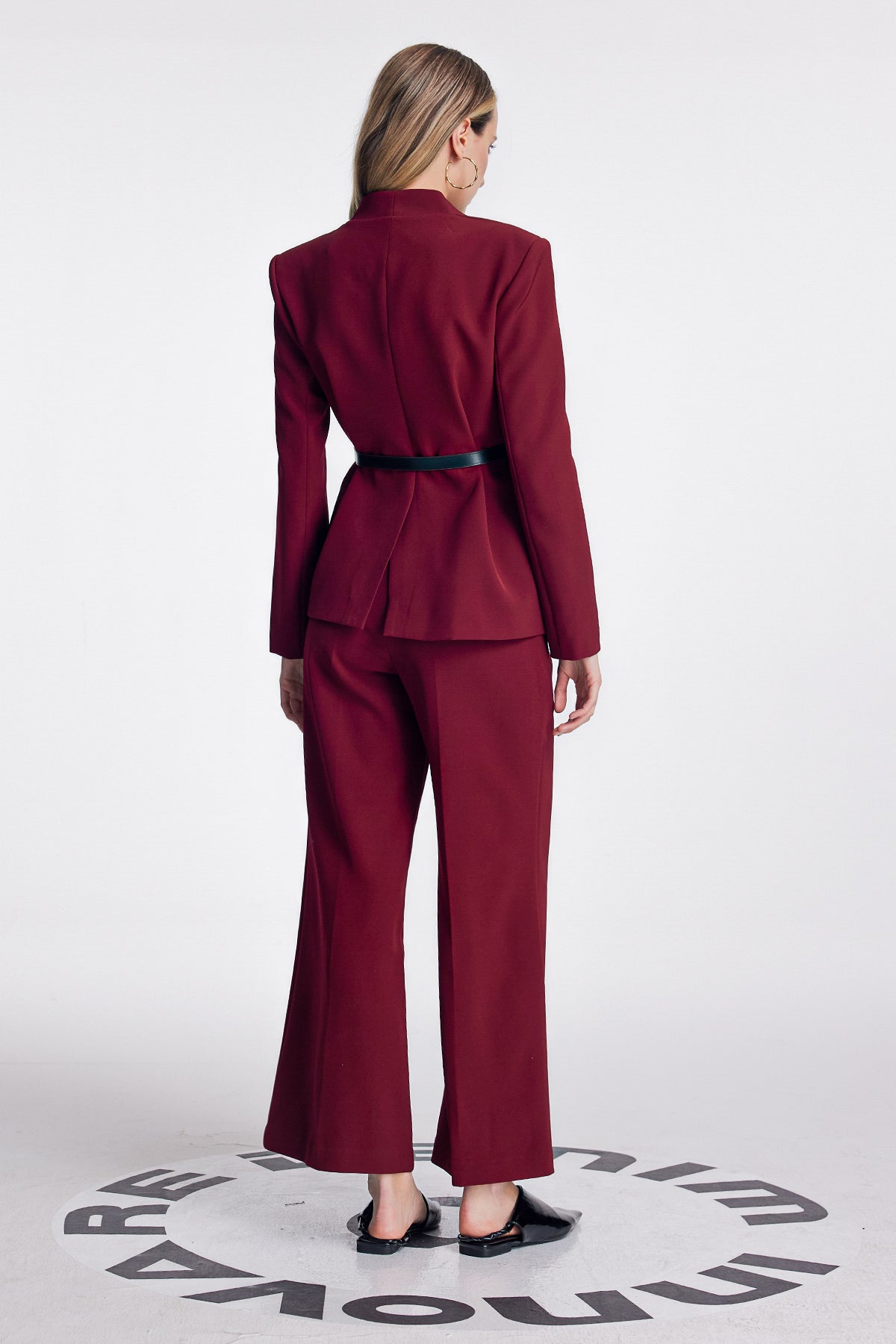 Ambrogio Plunge Buckle Pants Set in Red