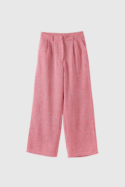 Anang Lapel Strapless Three Piece Pants Set in Pink