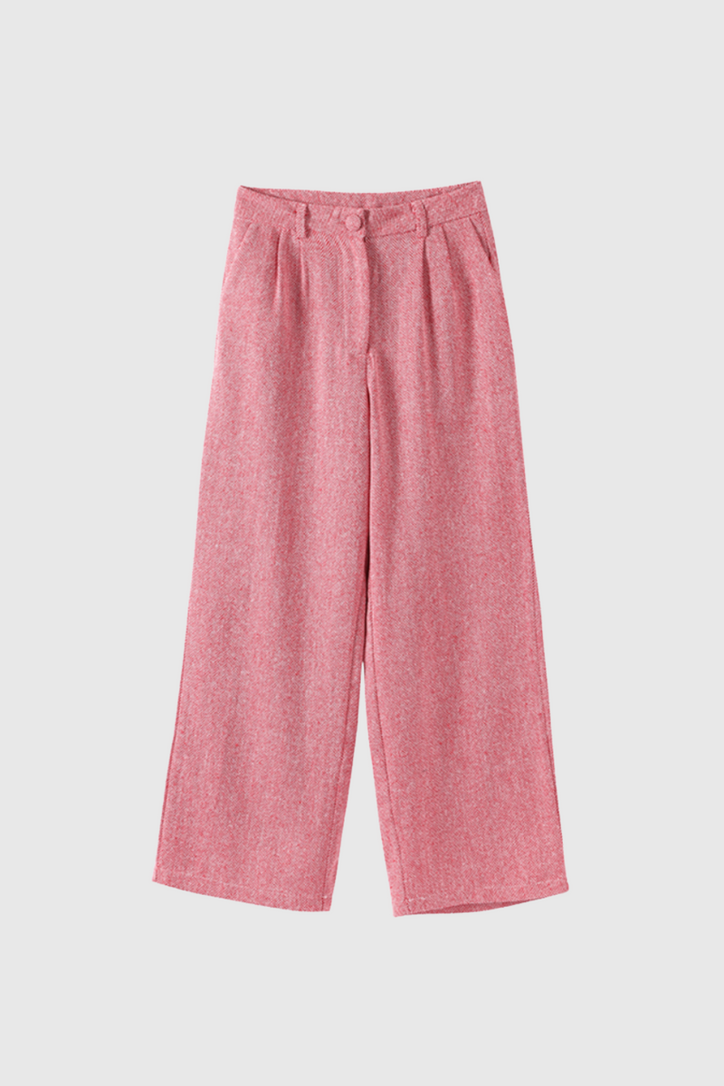 Anang Lapel Strapless Three Piece Pants Set in Pink