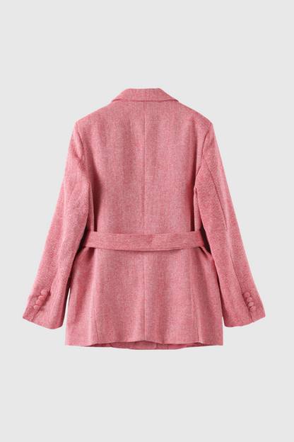 Anang Lapel Strapless Three Piece Pants Set in Pink