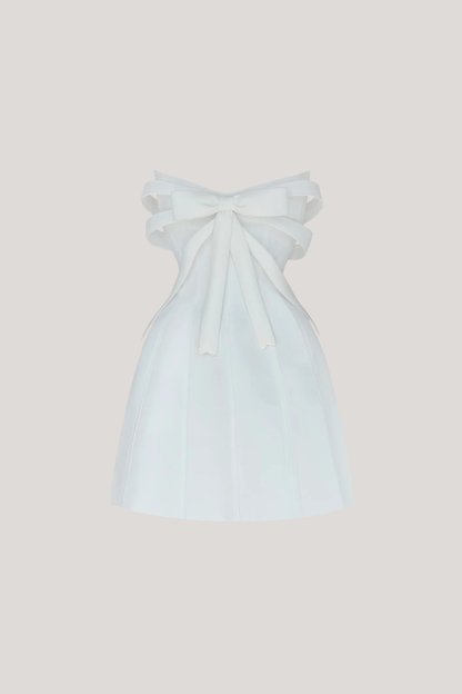 Ananiasz Strapless Bow Bodycon Mini Dress in White