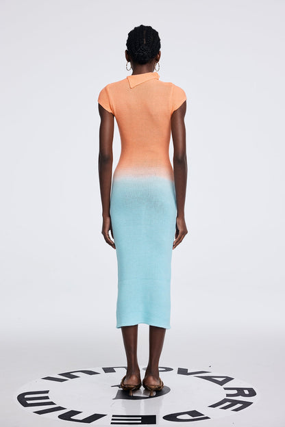 Anavia Cutout Asymmetric Ombre Maxi Dress