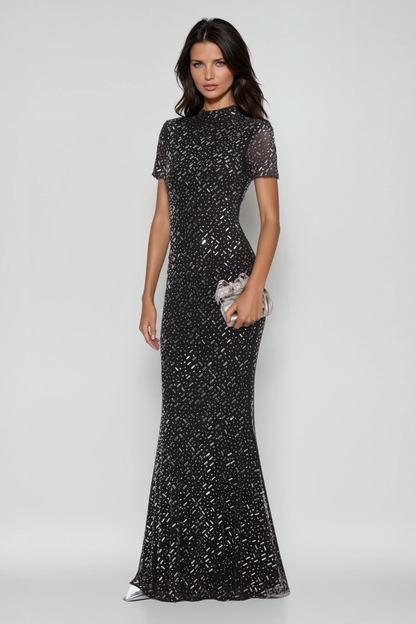 Andie Rhinestone Bodycon Short Sleeves Maxi Dress