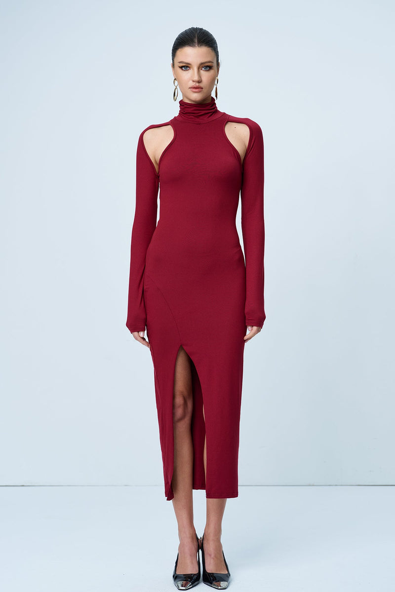 Aniketos Cutout Bodycon Split Maxi Dress