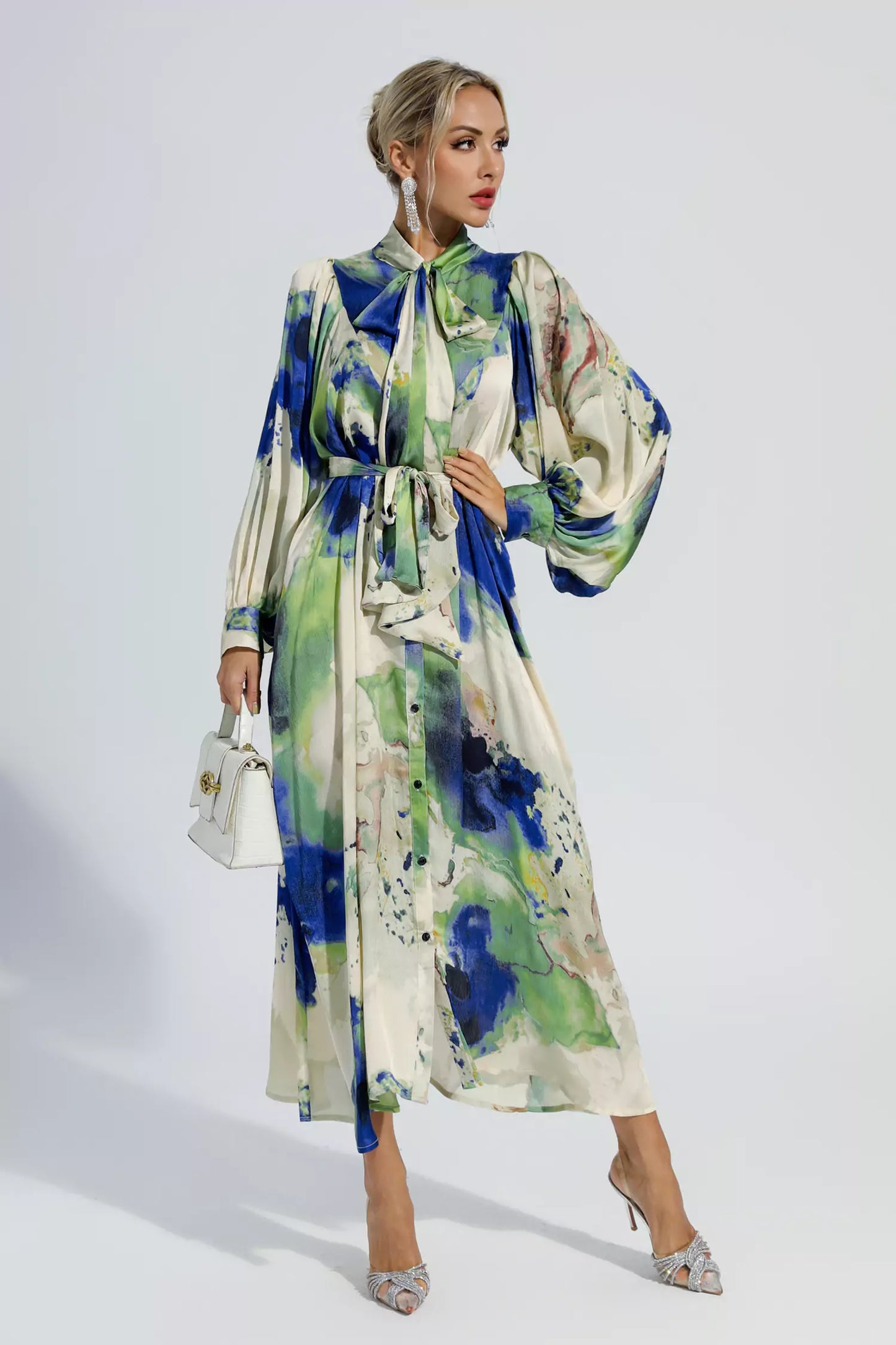 Anne Tie Dye Long Sleeves Maxi Dress