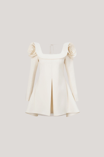 Annette Flower Square Neckline Mini Dress