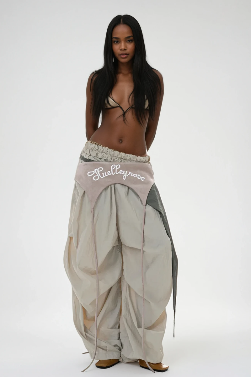 Anouk Asymmetric Deconstruct Wide Pants in Apricot