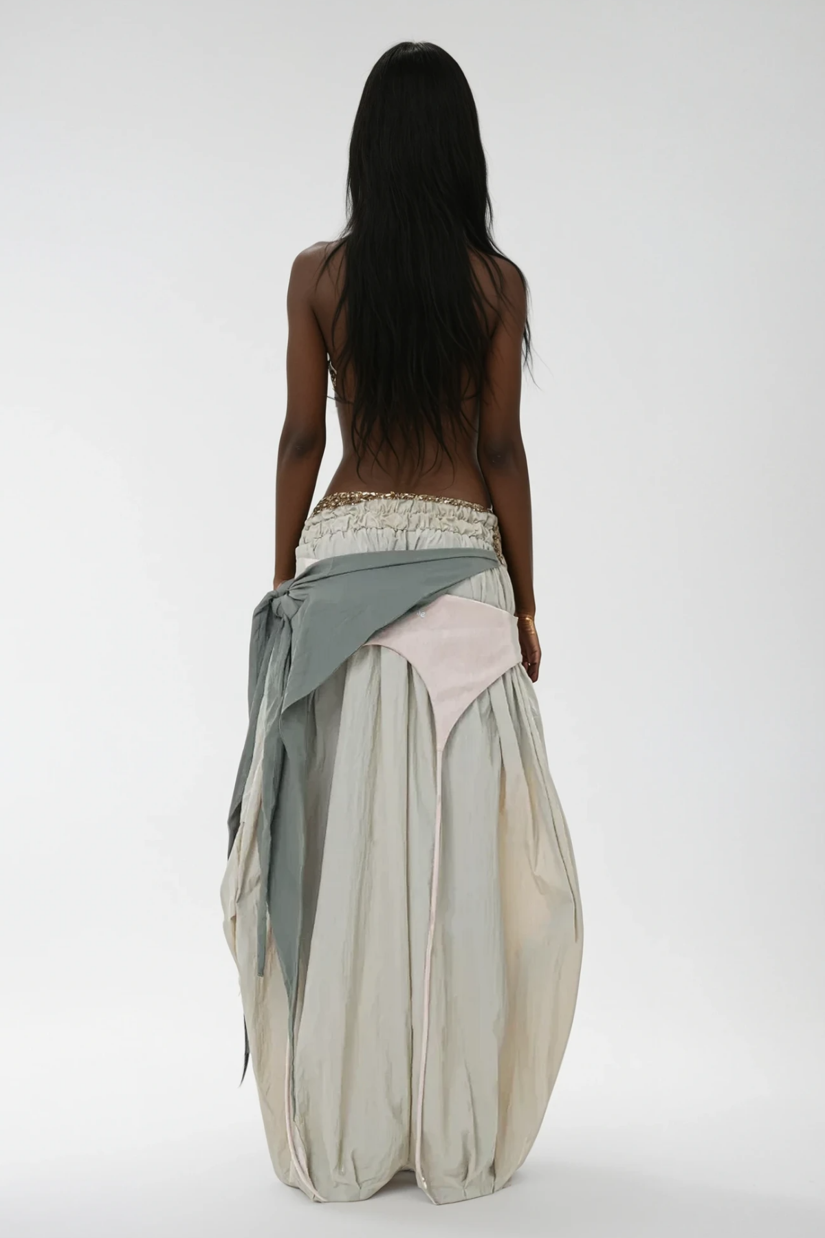 Anouk Asymmetric Deconstruct Wide Pants in Apricot
