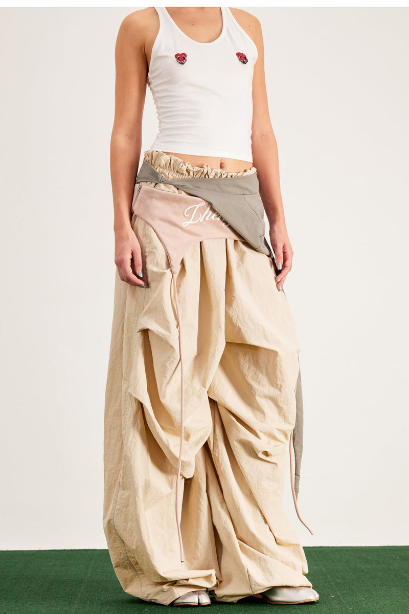 Anouk Asymmetric Deconstruct Wide Pants in Apricot