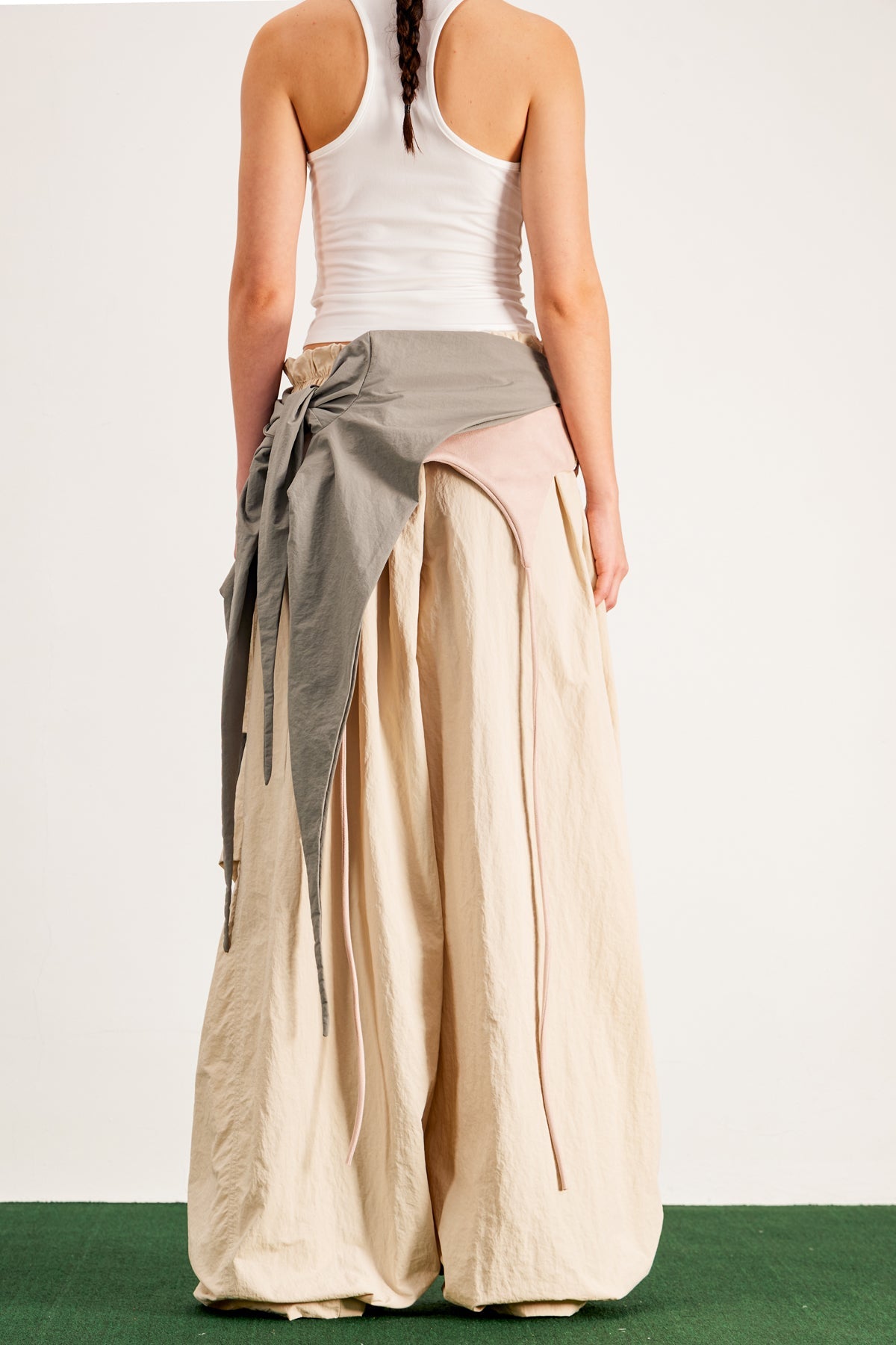 Anouk Asymmetric Deconstruct Wide Pants in Apricot