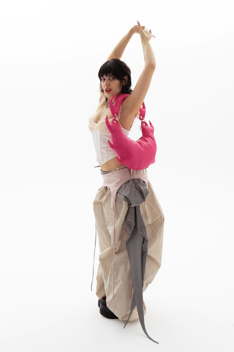Anouk Asymmetric Deconstruct Wide Pants in Apricot
