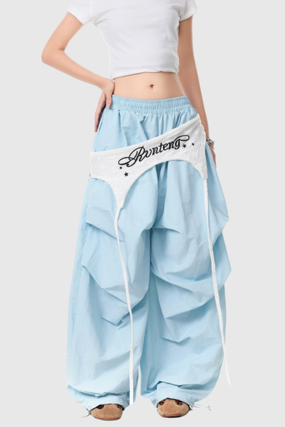 Anouk Asymmetric Deconstruct Wide Pants in Blue