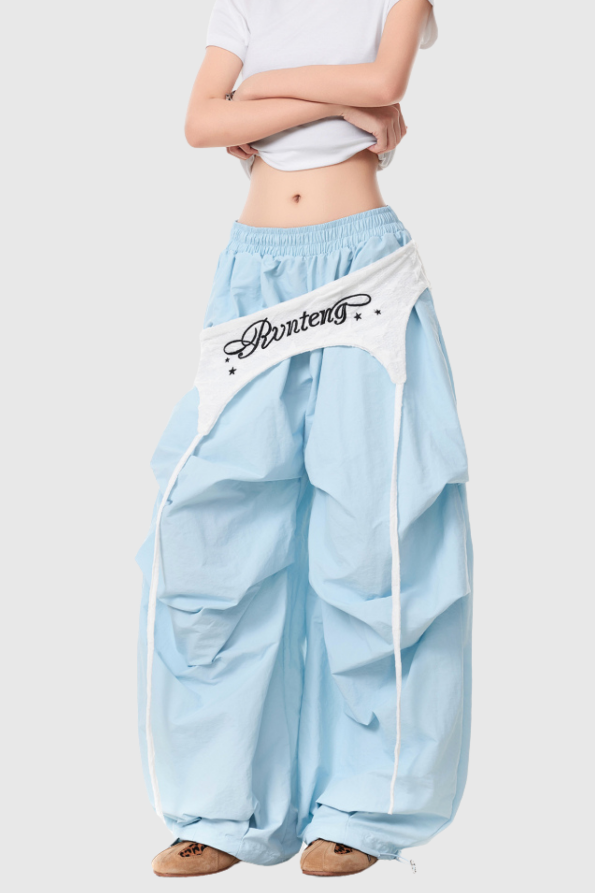 Anouk Asymmetric Deconstruct Wide Pants in Blue