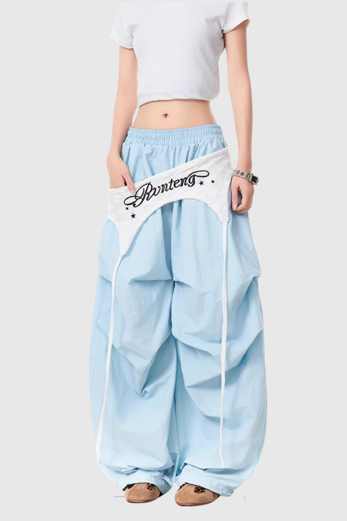 Anouk Asymmetric Deconstruct Wide Pants in Blue