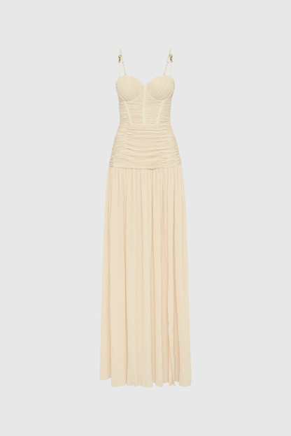 Anstey Ruch Split Spaghetti Maxi Dress in Apricot