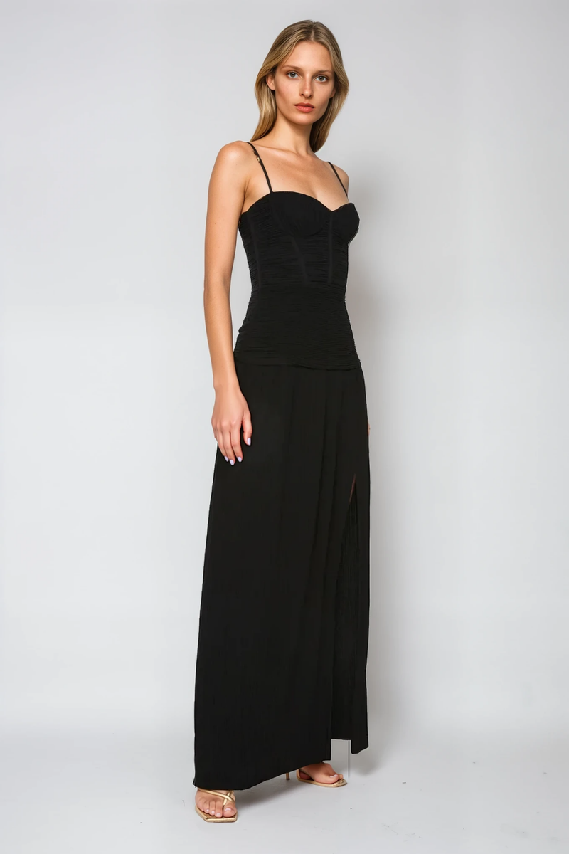 Anstey Ruch Split Spaghetti Maxi Dress in Black