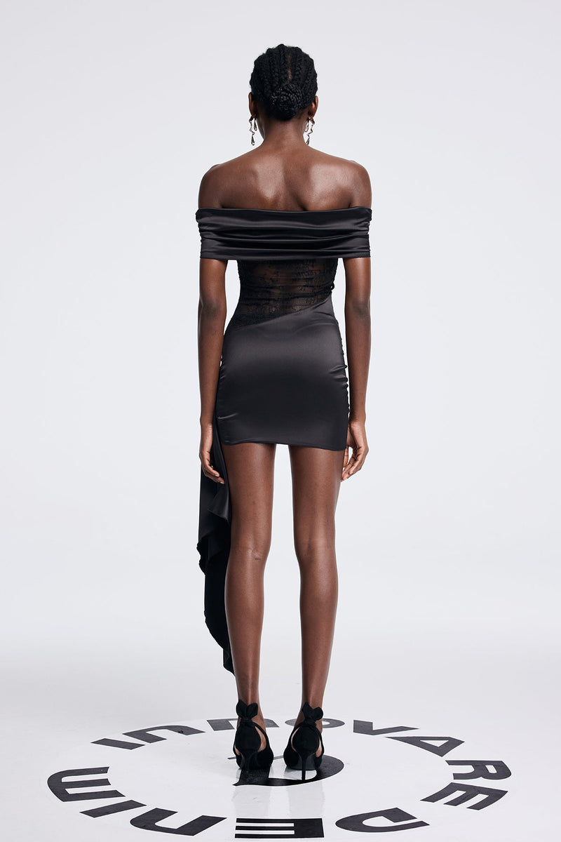 Anzu Ruch Strapless Lace Fringe Mini Dress