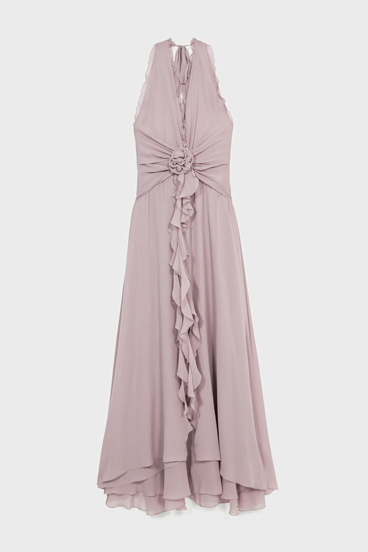 Aonaver Ruffle Halter Maxi Dress - Purple