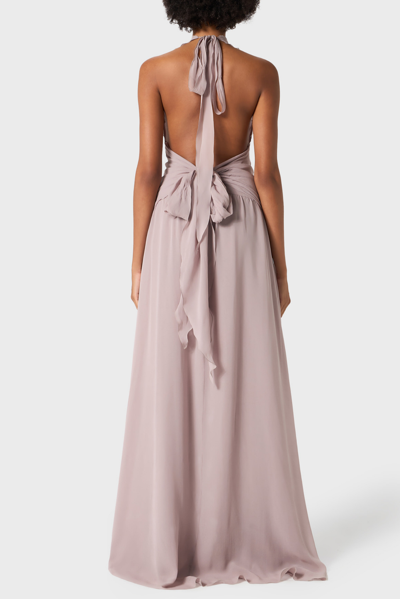 Aonaver Ruffle Halter Maxi Dress - Purple