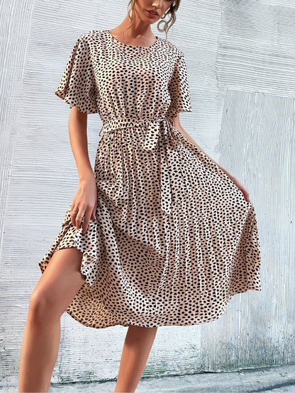 Calvinah Spot Midi Dress - Beige