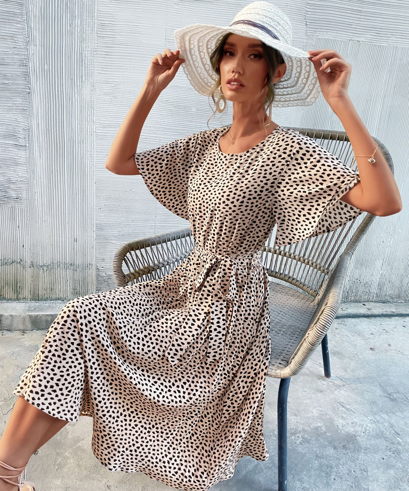 Calvinah Spot Midi Dress - Beige