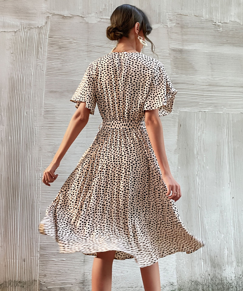 Calvinah Spot Midi Dress - Beige