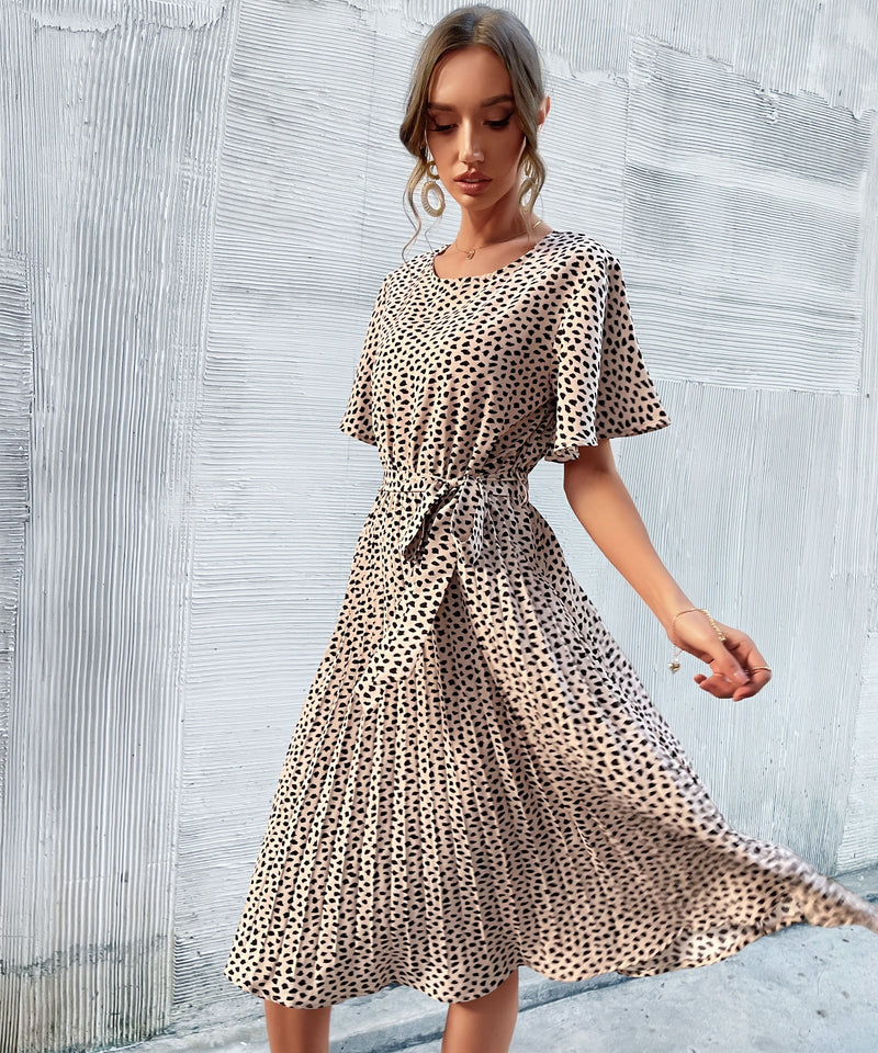 Calvinah Spot Midi Dress - Beige