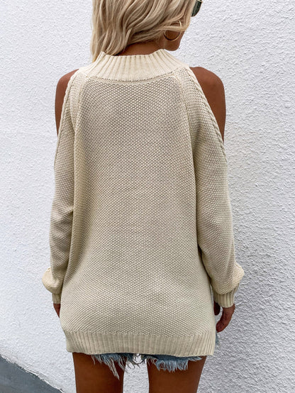 | Apricot Shoulder Cut-out Knit Sweater