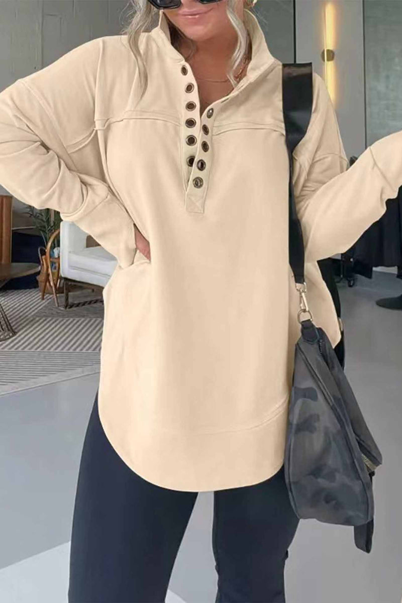 Button Up Long Sleeve Sweatshirt