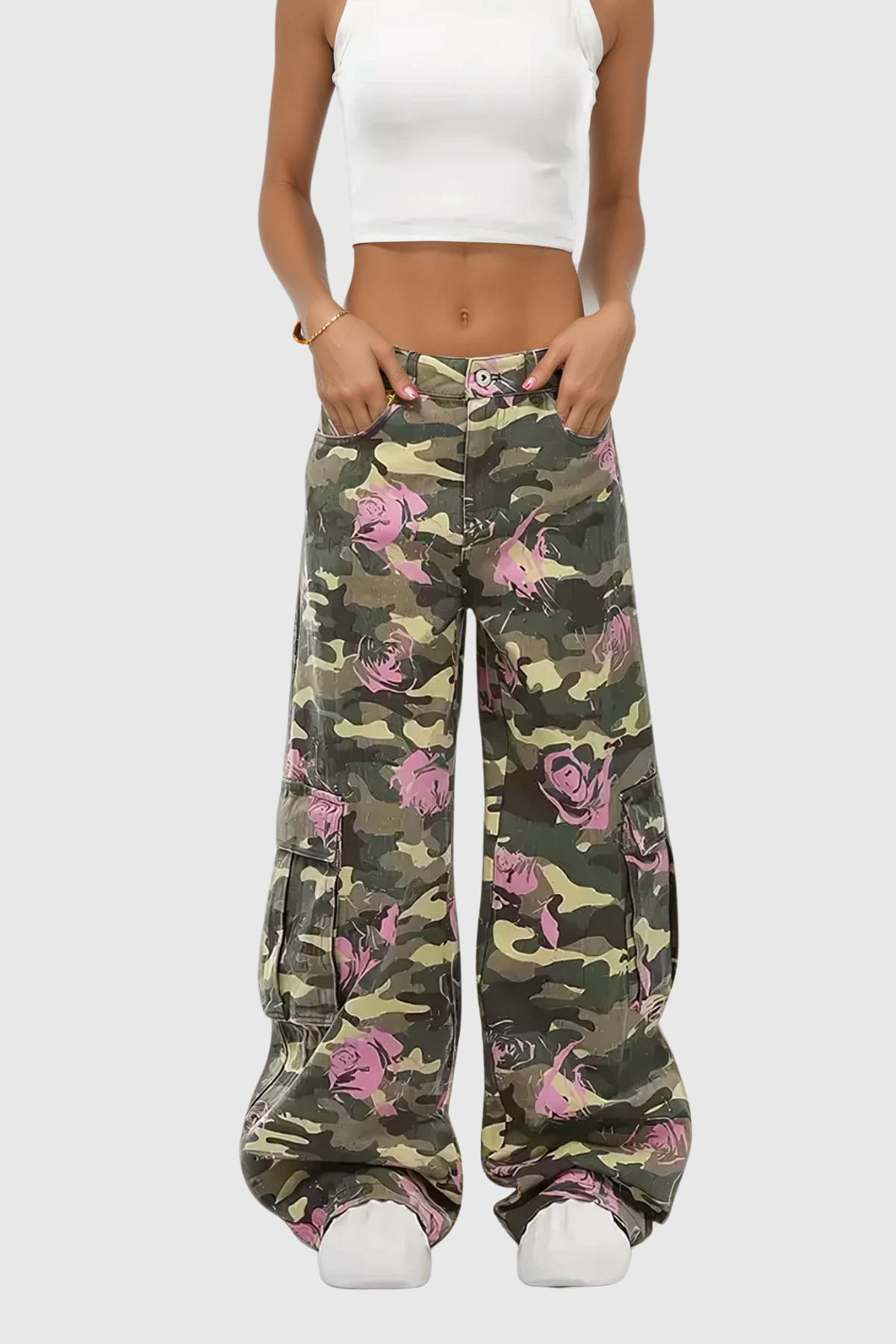 Arawn Camouflage Print Cargo Pants in Pink