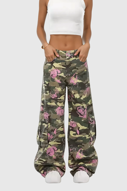 Arawn Camouflage Print Cargo Pants in Pink