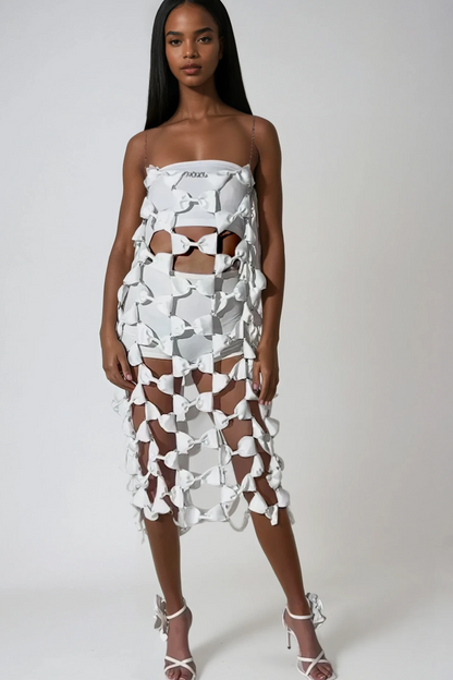 Ardalion Bow Chain Cutout Midi Dress