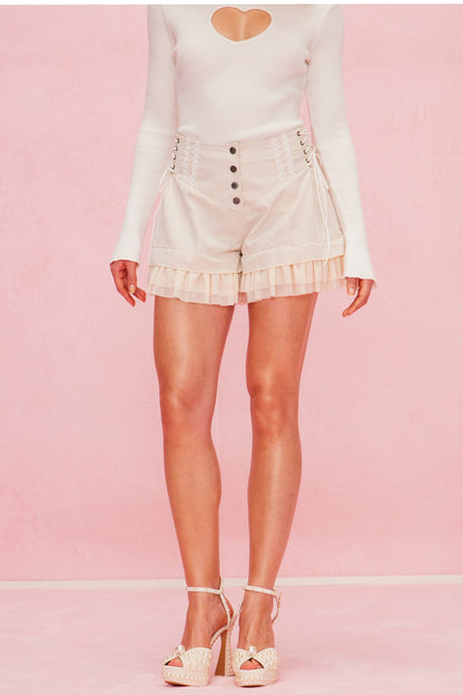 Arianwen Lace Up Ruffle Short Pants
