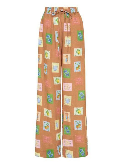 Botanical Print Loose Pants Set