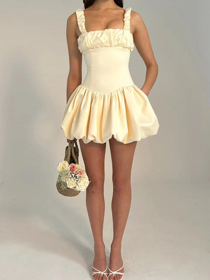 Camisole Pleated Zipper Mini Dress