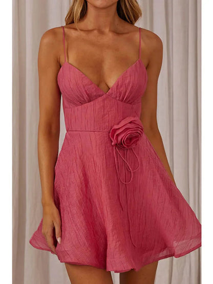 3d V-neck Mini Dress