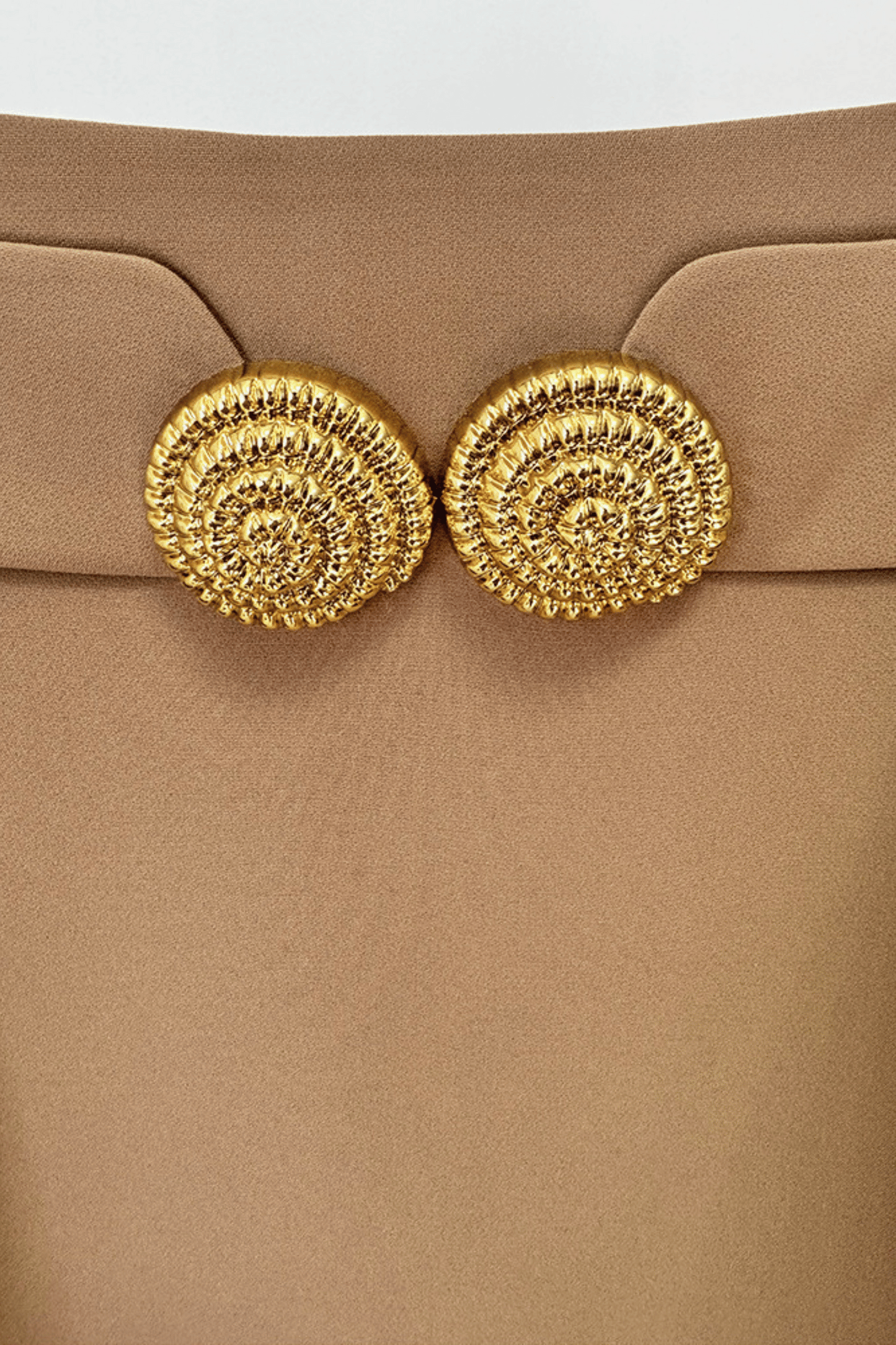 Asina Gold Buttoned Mini Skirt - Khaki