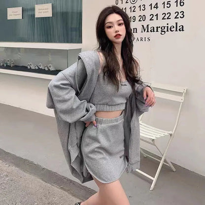 Autumn Reduction Fitness Running Sweatshirt Mini Skirt