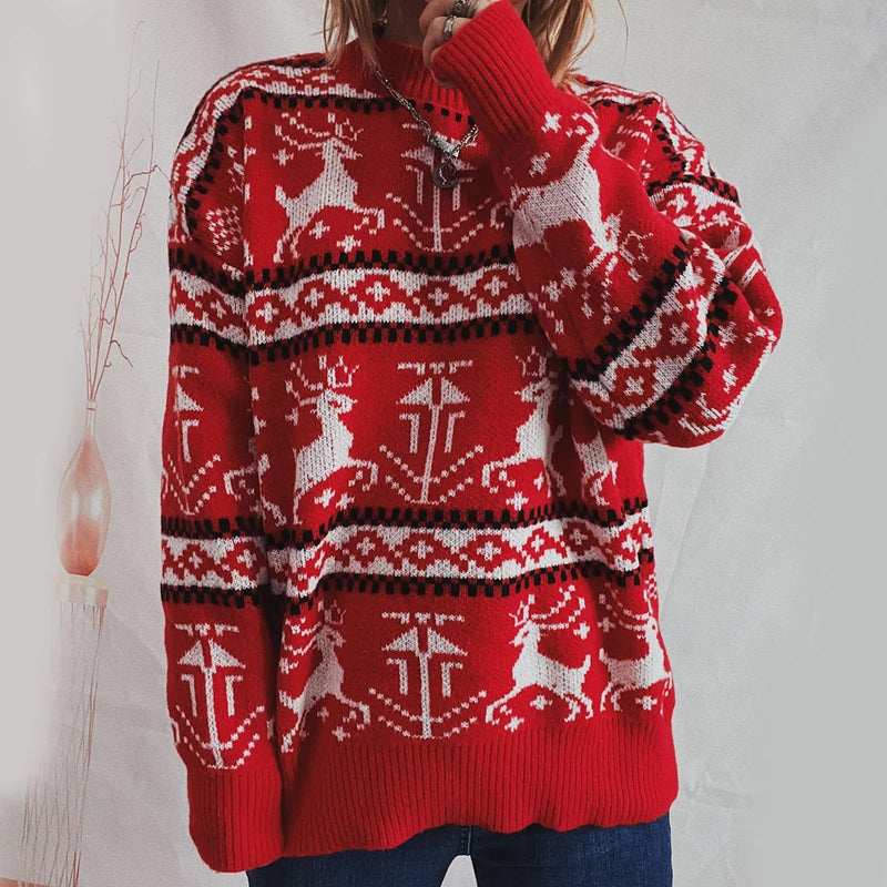 Reindeer Printed Christmas Sweat Sweater