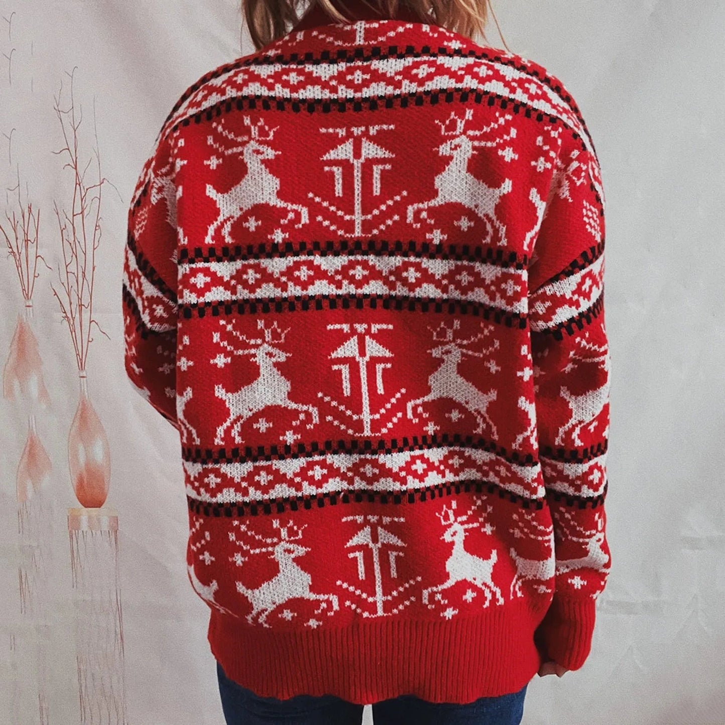 Reindeer Printed Christmas Sweat Sweater