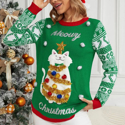 Cartoon Loose Pullover Christmas Sweater
