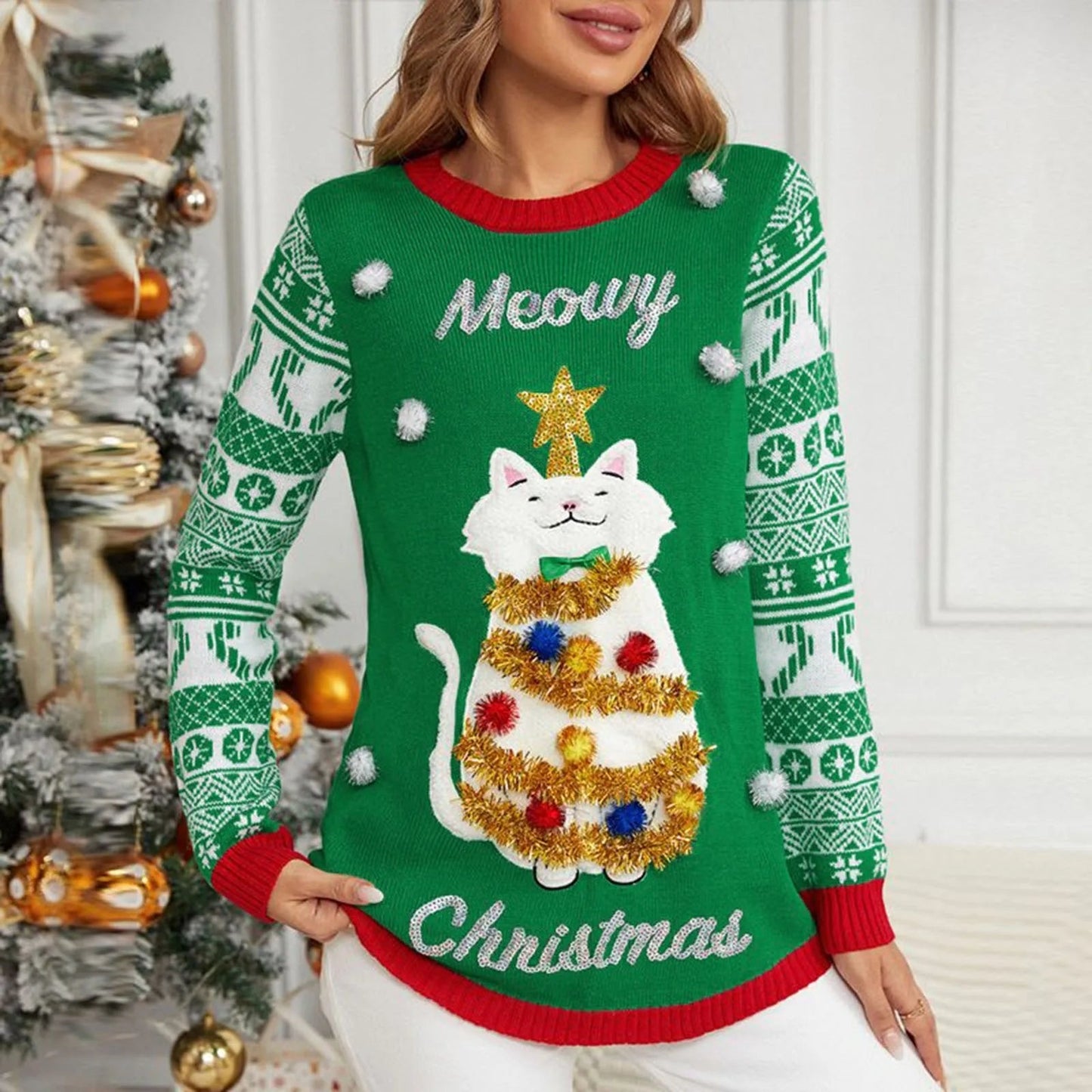 Cartoon Loose Pullover Christmas Sweater