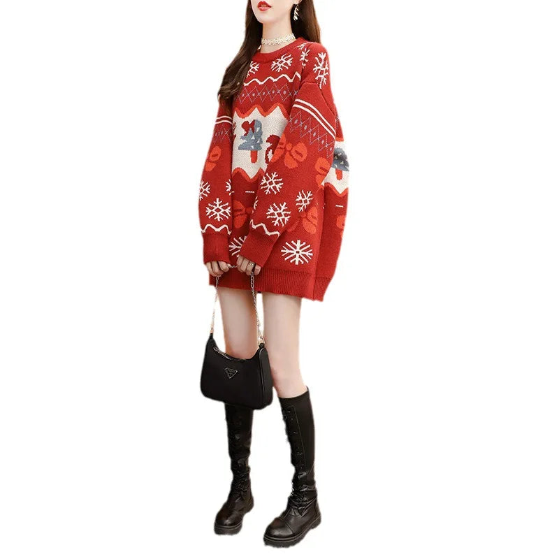 Elk Red Oversized Christmas Sweater