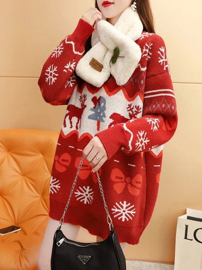 Elk Red Oversized Christmas Sweater