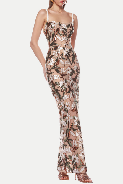 Azul Sequin Embroidered Maxi Dress