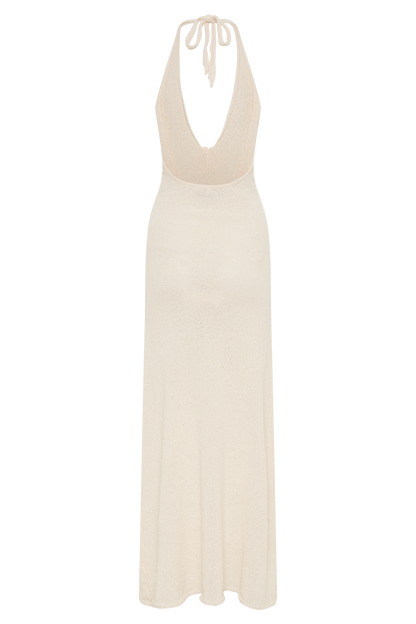 Barbara Halter Applique Knit Maxi Dress