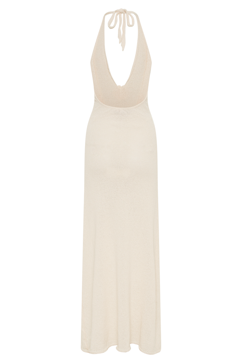Barbara Halter Applique Knit Maxi Dress